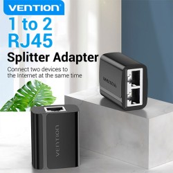 product image of VENTION IPTB0 1 to 2 RJ45 Splitter Adapter Black with Specification and Price in BDT