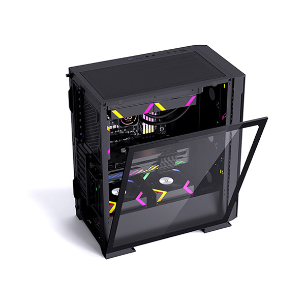 image of Aresze KT02B Mid-Tower Gaming Casing - Black with Spec and Price in BDT