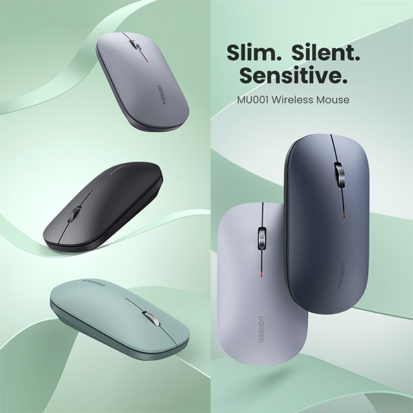 image of UGREEN MU001 (90373) Portable Wireless Mouse - Gray with Spec and Price in BDT