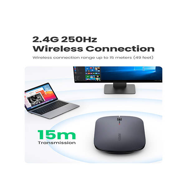 image of UGREEN MU001 (90373) Portable Wireless Mouse - Gray with Spec and Price in BDT