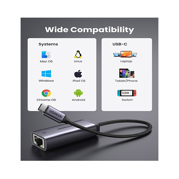 image of UGREEN CM483 (40322) USB-C Gigabit Ethernet Adapter with Spec and Price in BDT