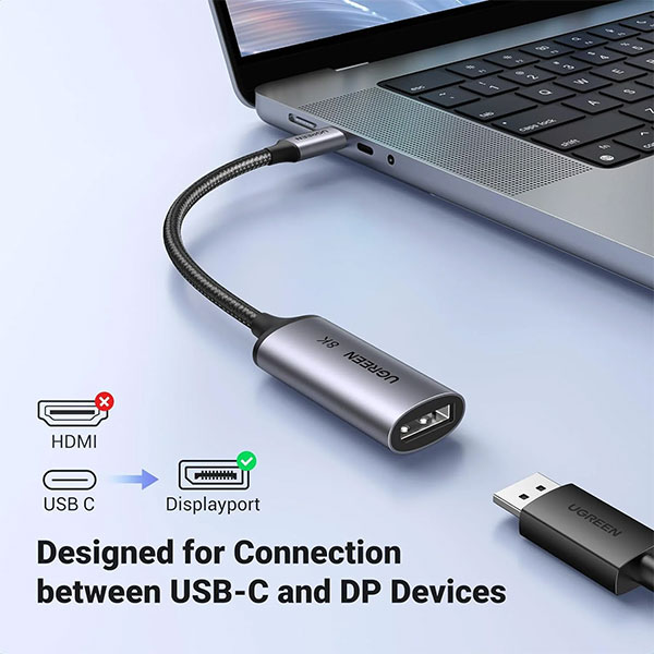 image of UGREEN CM654 (15575) 8K USB-C to DisplayPort Cable with Spec and Price in BDT