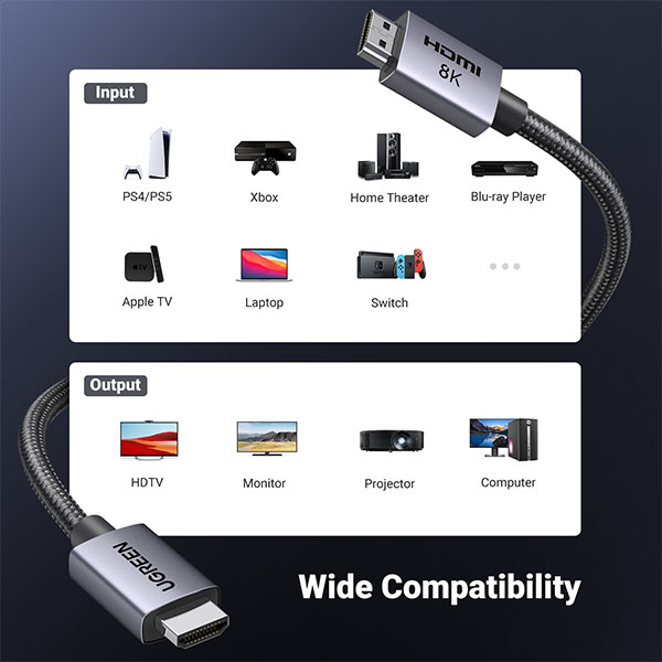 image of UGREEN HD171 (25911) 8K HDMI Cable - 3M with Spec and Price in BDT