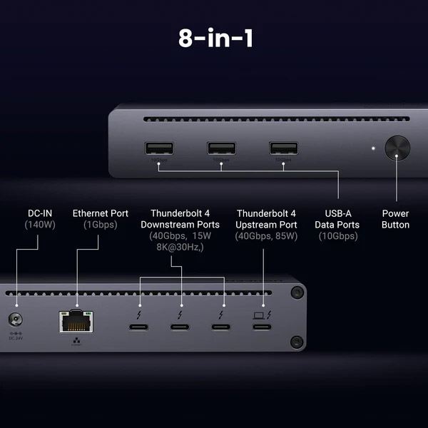 image of UGREEN Revodok Max 208 U708 (25053EU) 8-in-1 Docking Station with Spec and Price in BDT