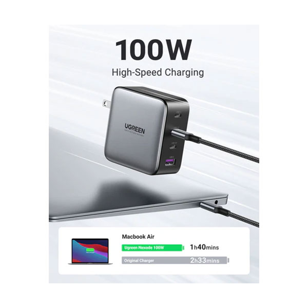 image of UGREEN CD226 (40747) Nexode 100W GaN Fast Charger with Spec and Price in BDT