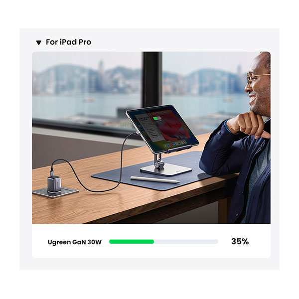 image of UGREEN CD319 (25257) Nexode 30W USB-C GaN Fast Charger - Space Gray with Spec and Price in BDT