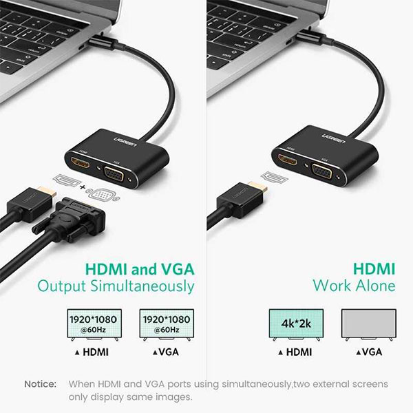 image of UGREEN CM449 (20518) USB 3.0 to HDMI/VGA Converter with Spec and Price in BDT