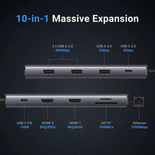 image of UGREEN Revodok Pro CM639 (15534) USB-C Multifunction 10-in-1 Docking Station with Spec and Price in BDT