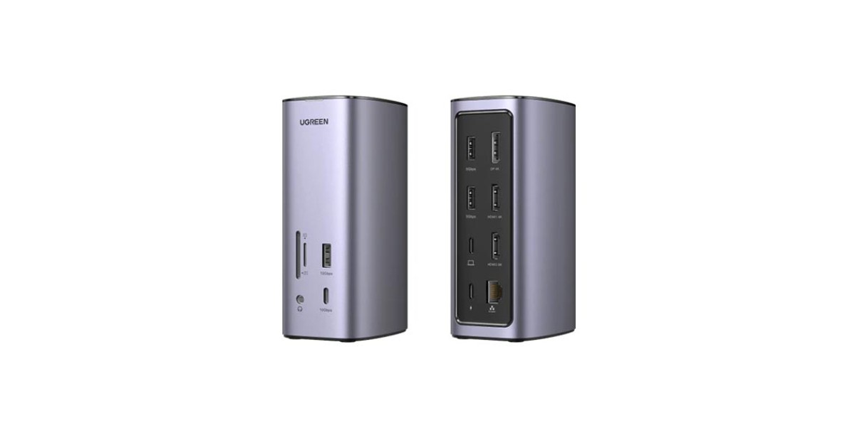 HUB STATION USB-C UGREEN CM555 12 EN 1 ( CM555 ) 3 USB - 1 USB-C - 1 USB-C  DP - 2 HDMI - 1 DP - 1 RJ45 - 1 SD CARD - 1 TF CARD 