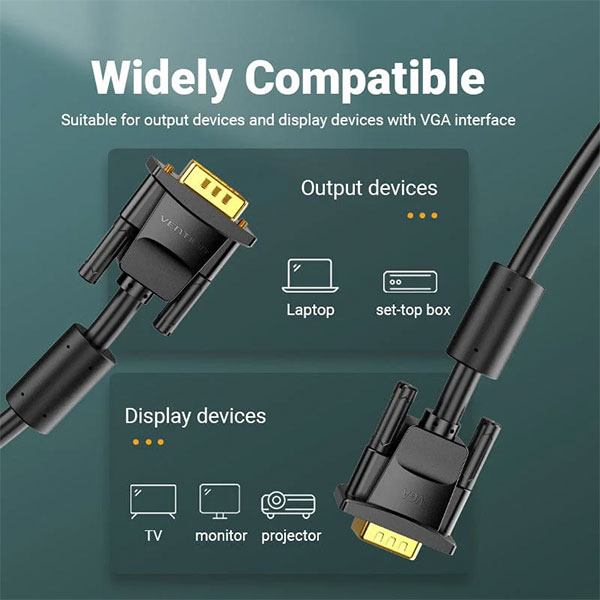 image of VENTION VAG-B04-B2500 VGA Cable with Ferrite Core - 25M with Spec and Price in BDT