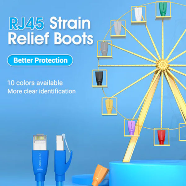 image of VENTION IODL0-50 RJ45 Strain Relief Boots Blue PVC Type 50 Pack with Spec and Price in BDT