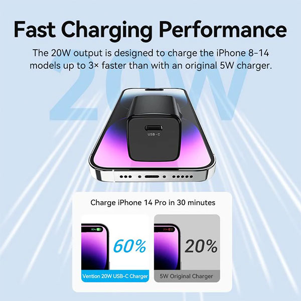 image of Vention FALB0-US 20W USB-C Wall Charger with Spec and Price in BDT