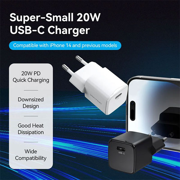 image of Vention FALB0-US 20W USB-C Wall Charger with Spec and Price in BDT