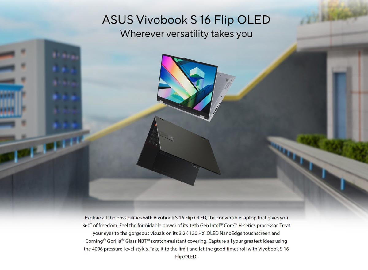 ASUS Vivobook S 16 Flip OLED TP3604VA-MY207W Core-i5 13th Gen 16GB RAM 16.0-inch OLED Touch Display Laptop Price in Bangladesh